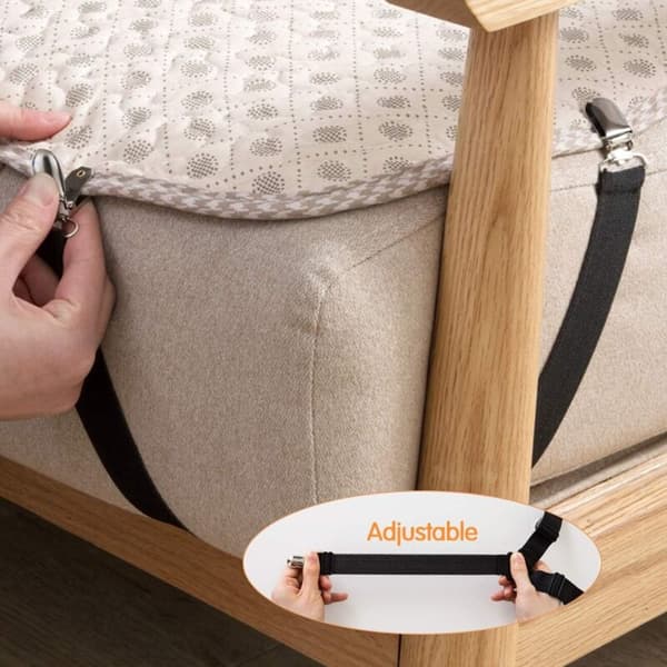 Triangulär justerbar lakanssträckare, fästrem för sängkläder, lakan, strykbrädesöverdrag, madrass, soffa (svart, 4-pack)