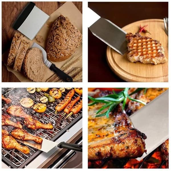 Grillsæt, 20 dele grilltilbehør, BBQ-stegeudstyr, spatelsæt og grillskraber i rustfrit stål
