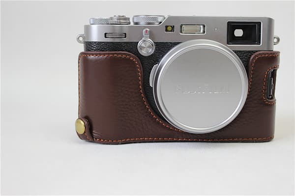 Skyddande läderkameraväska för Fujifilm x100f, mörkbrun