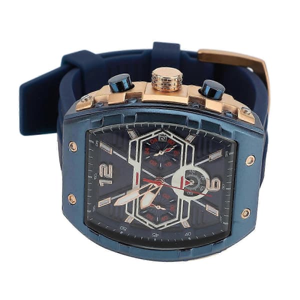 Men's Multifunctional Large Dial Silicone Strap Water Resistant Quartz Watch with Date Luminous Function Casual Business 26s