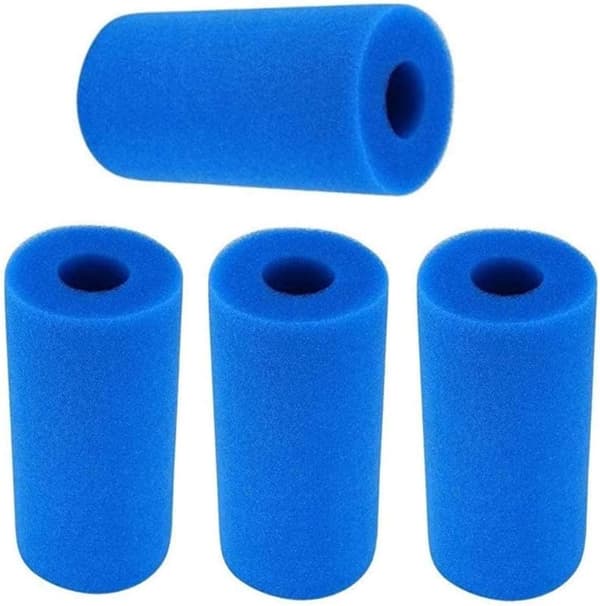 4 stk badekarfilter, gjenbrukbare vaskbare skumfilterpatroner for boblebad for Intex type A (blå)