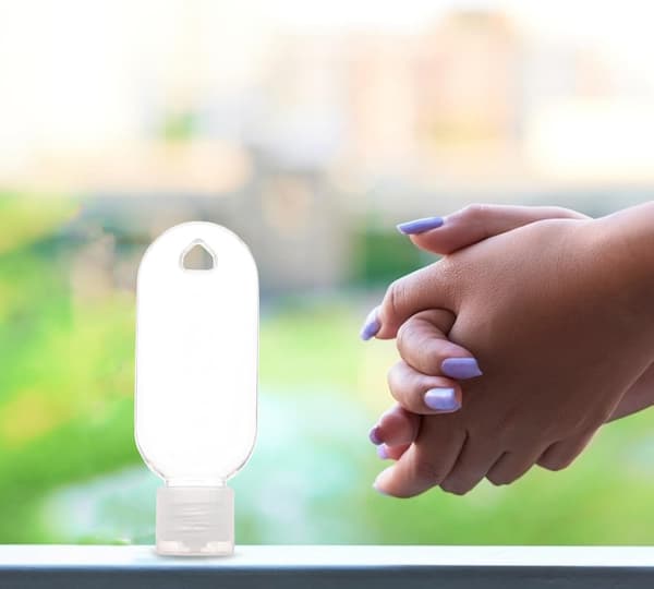 10 Pcs 30ml Refillable Hand Sanitizer Travel Bottles with Snap Cap and Hook, Portable Sub-packaging Containers