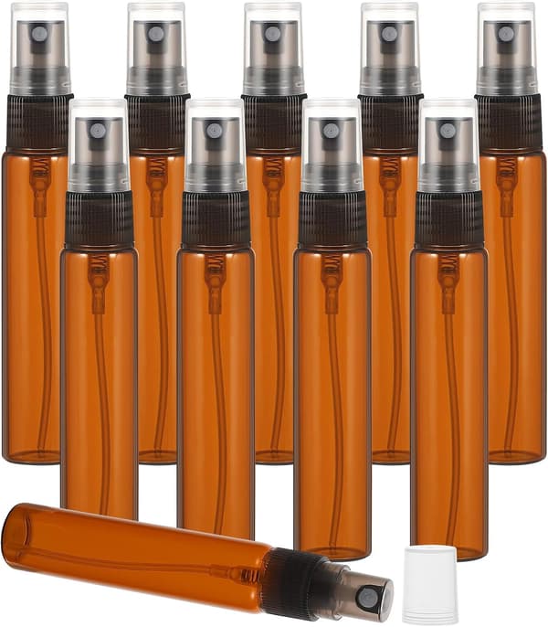 10-pack bruna sprayflaskor i glas 10 ml mini finfördelare resebehållare