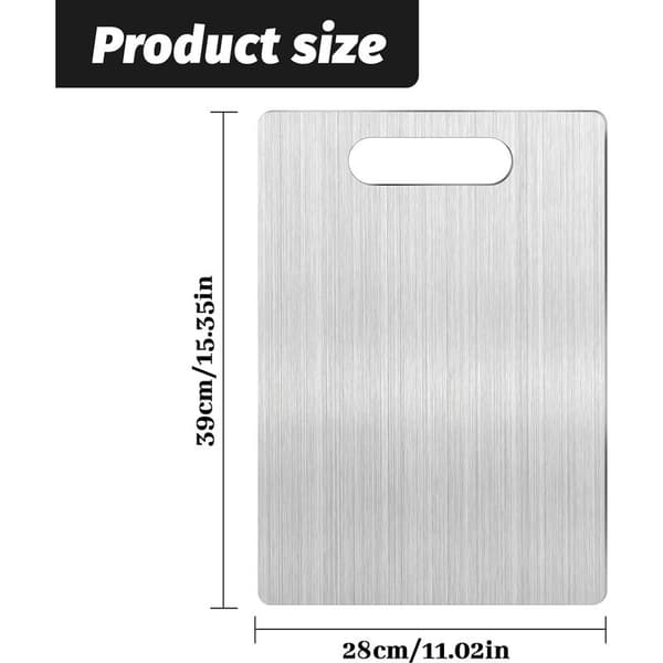 Titanium Cutting Board 39 x 28 cm - Double-Sided for Meat and Vegetables - Easy to Clean and Store - Antibacterial