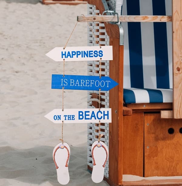 Nautical Beach Flip Flops Trä Väggdekor, Tofflor Hängande Dekor,