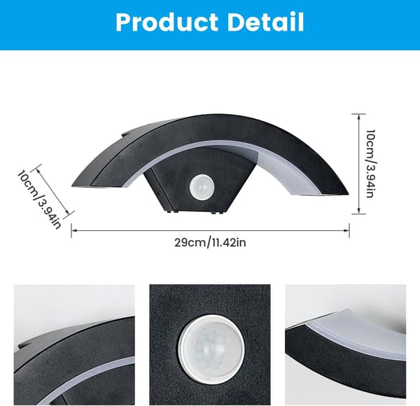 LED Outdoor Wall Light with Motion Sensor, 24W Modern Outdoor Lighting IP65 Waterproof, Outdoor Wall Lamp with Sensor