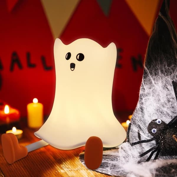 Silikone-spøgelsernatlampe, genopladelig touch-lampe til Halloween og natbord