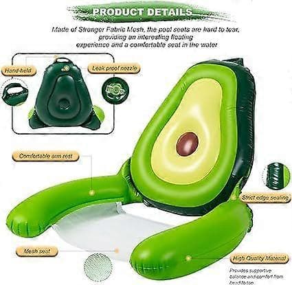 Oppustelig Avocado Bademadras - Vandhængekøje til Voksne og Børn - 100 kg - til Oppustelig Madras - til Sommer- og Poolfester