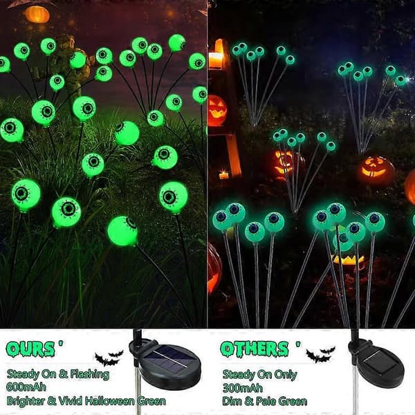 Solar Halloween-lyskæder, 2-pak 12 LED Halloween-øjne