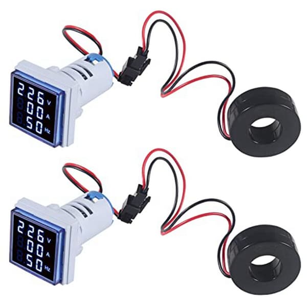 2 stk. Hertz strømspændingsmåler, digital voltmeter 3 i 1 22 mm amperemeter Hz-måler AC 60-500V strømfrekvensindikator