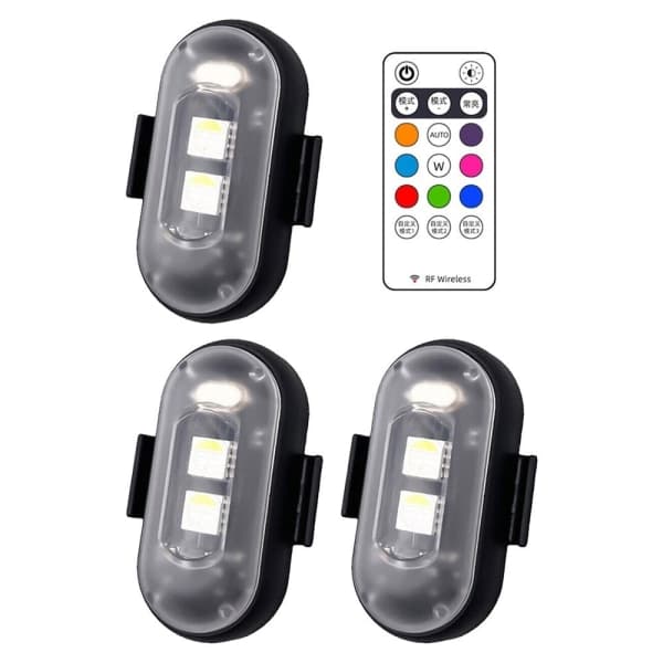 8 farver LED stroboskoplys flylys 3 stk. 3Pcs