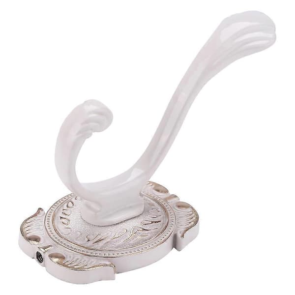 Bathroom Wall Mounted Metal Towel Rack Holder Hook Antique Ivory White Coat Clothes Hat