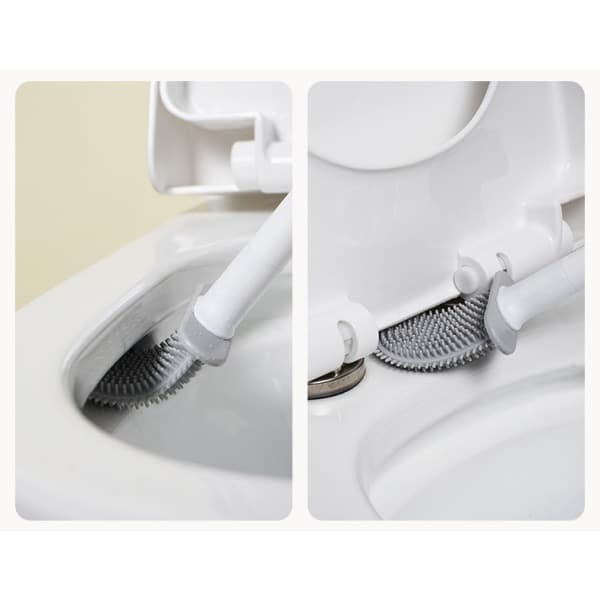 Soft Silicone Brush and Holder Set Cleaning Toilet Bathroom