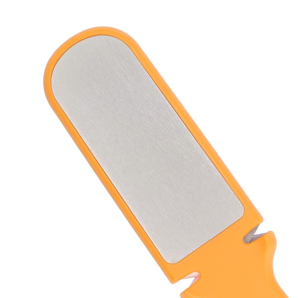 Double-sided knife sharpener 6 in 1, portable whetstone for kitchen and camping, orange