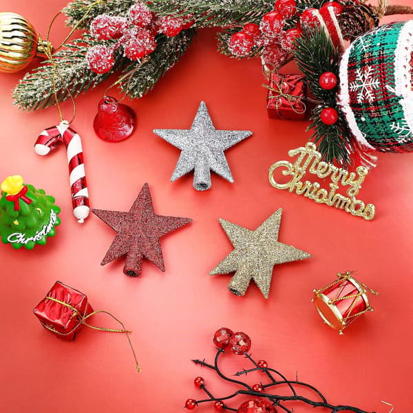 Pieces Mini Julgransstjerne, 6cm Julgransstjerne, Glitter Julgransstjerne, Glitter Julgransstjerne, for Julgransdekorasjon