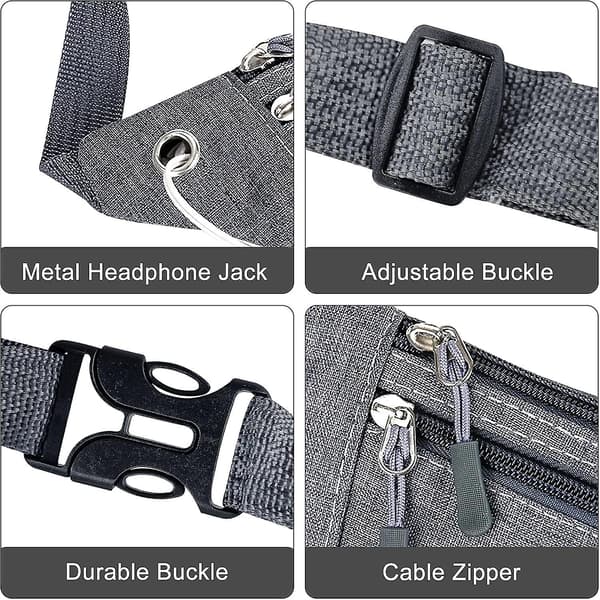 Waterproof Waist Bag with Large Capacity and Adjustable Strap, Lightweight with Headphone Jack (Grey)