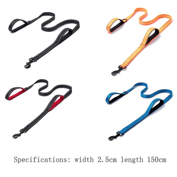 Pet Gear Dog Leash 1.5m Long Padded Double Handle Heavy Duty Double Handle Leash For Control Safety Training Leash - Orange
