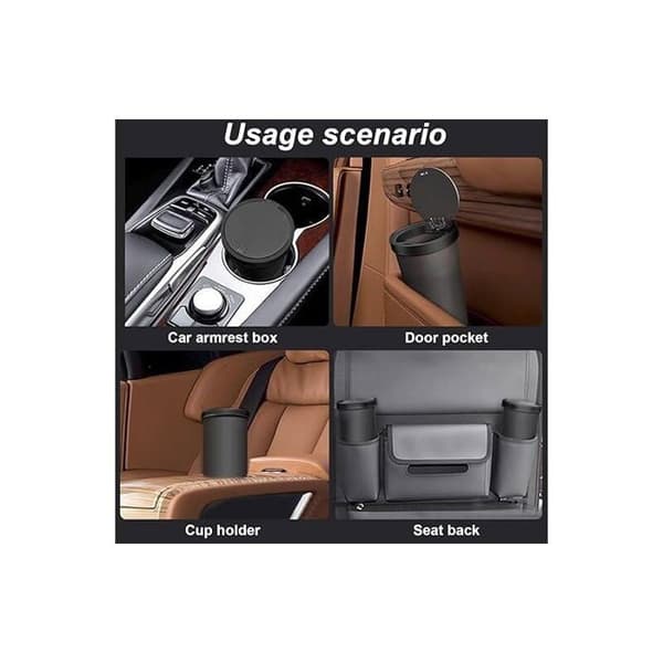 Mini Car Trash Can with Lid 2 pcs 800ml Portable for Car Kitchen and Office Black YYV