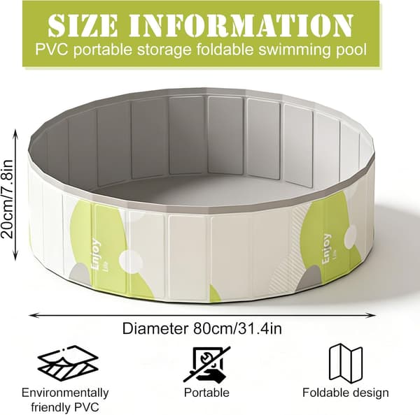 Hundepool: 80 x 20 cm sammenklappelig pool, hundebadekarspool, udendørs dyrepool til katte (grøn)