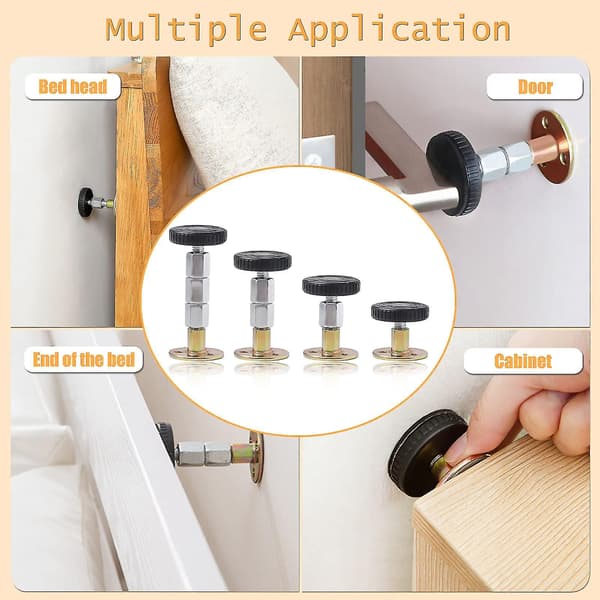 4-pack Headboard Stoppers, Adjustable Threaded Bed Frame Anti-shake Tool Bed Wall Stoppers, Prevents Rocking Headboard