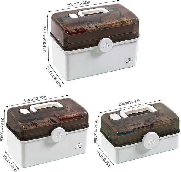 Lockable Medicine Cabinet, Medicine Storage Box, Lockable Storage Compartment Organizer Box, Multifunctional Medicine Storage Box White White
