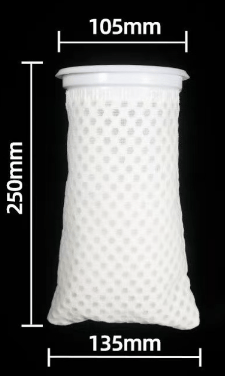 4 stk 10,5 x 25 cm 150μm Akvariefilterstrømper, 3D Akvariefilterstrømper Hon