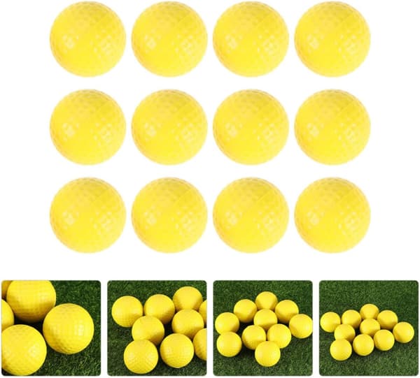 12 st gula skumgolfbollar 4,2 cm lätta inomhusträningsbollar