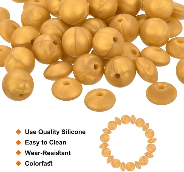 100 st gyllene runda och linsformade silikonpärlor, 12 mm, DIY-hantverk Light Pink