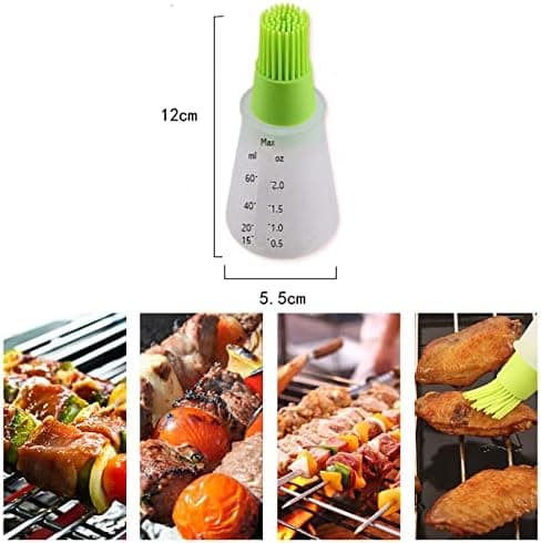 12x5cm 4 stk. Olieflaske med pensel, silikone krydderiflaske pensel BBQ oliedispenser, grillredskaber til grillning