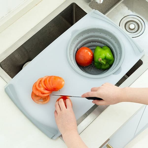 Multifunctional Cutting Board Removable Foldable Drain Basket Sink Chopping Board Kitchen Utensils Camping Storage Basket