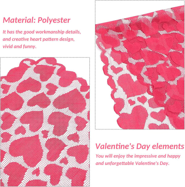 Heart Printed Table Runner Valentine's Day Decorative Tablecloth Red Table Runner