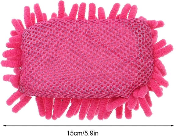 2 stk mikrofiber fluffy whiteboard-viskelæder bilvask svampvante vaskbar pink-15*11*3,5 cm