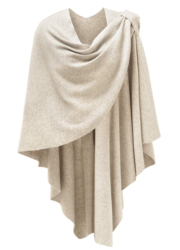 Stor damekappe med krydset front, sweater, wrap, strikket elegant tørklæde, kappe, efterårs- og vinterstil