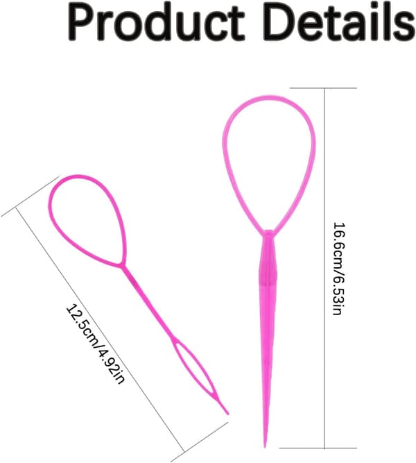 2 st hästsvans dra igenom, flätverktyg topsy tail hårverktyg, hårloopningsverktyg styling maker för kvinnor flickor (rosa)