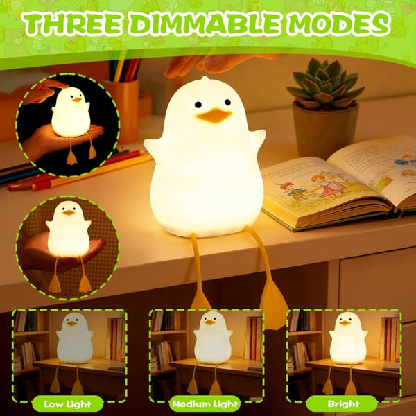 Night light for children, cute duck night light, soft silicone animal bedside lamp, dimmable night light