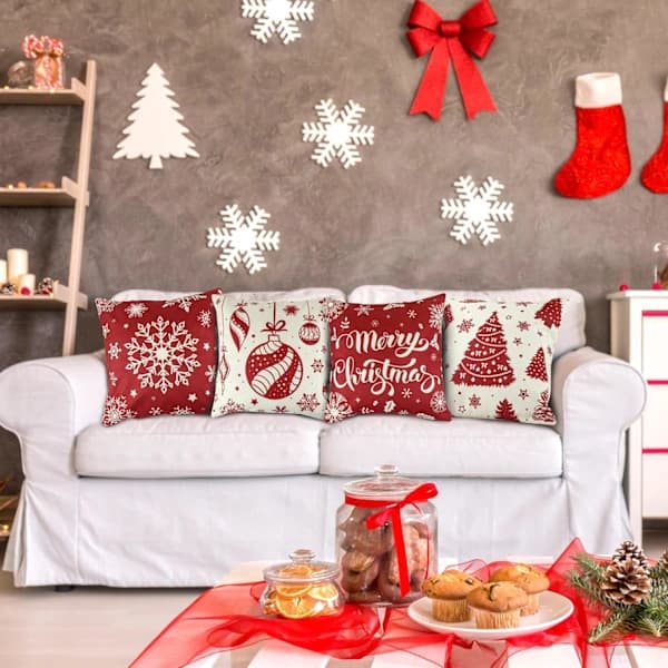 Christmas Pillowcase Square Pillowcase Snowflake Pillowcase Christmas Tree Pillowcase - 18 x 18 inches (BT)