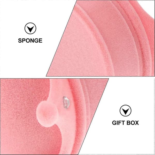 2 stk. Plys Ring Display Etui Krone Design Ringboks Smykkeskrin Halskæde Ørering Ringholder, Rosa