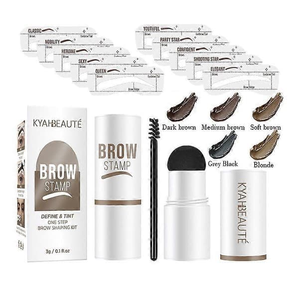 Øjenbrynsskabelonsæt – Vandtæt, langtidsholdbart stempel til perfekte bryn – Vælg farve Soft Brown Soft Brown