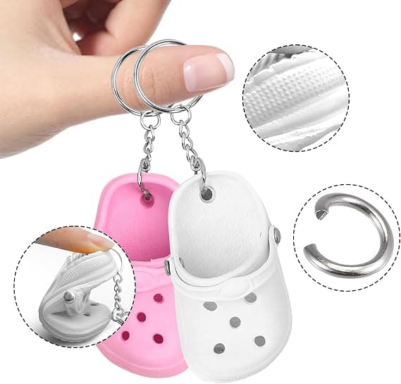 2 STK Mini Sko Nøglering til Nøgler Sko Nøglering Hvid Pink Bil Nøglering til Kvinder Børn Nøgleringe Kvinder Søde (Hvid & Pink)