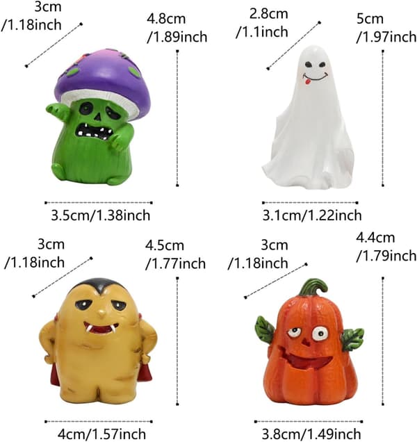 Halloween miniaturesæt - 4 stk. mini harpiks spøgelse og græskar, svamp vampyr gårdsindretning 2 sæt_tfrf 2 sæt 2 set