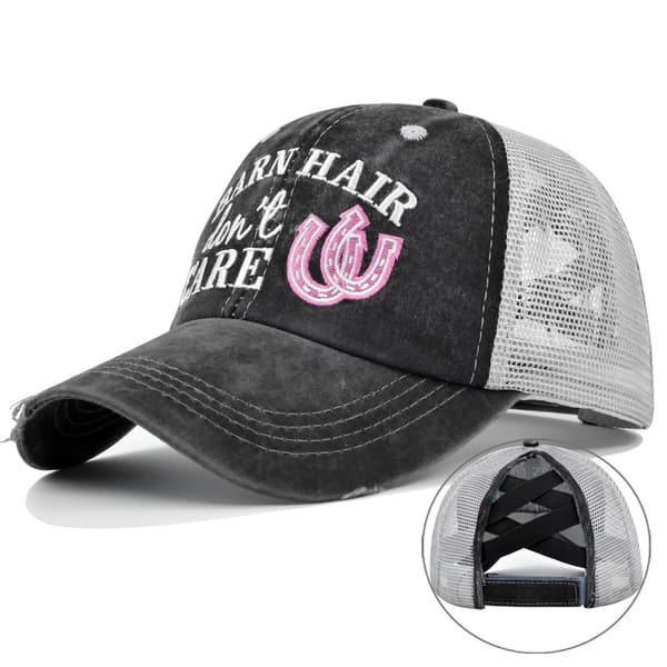 Barn Hair Don't Care baseballhette (rosa) - truckerhette for kvinner - trendy og søt solhatt