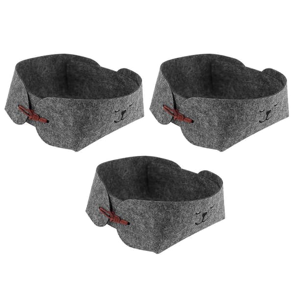 3 pcs/set Storage Basket Felt Desk Storage Box Foldable Storage Organizer for Coins Keys Snacks TV Remote Control Phone Grey [DB]