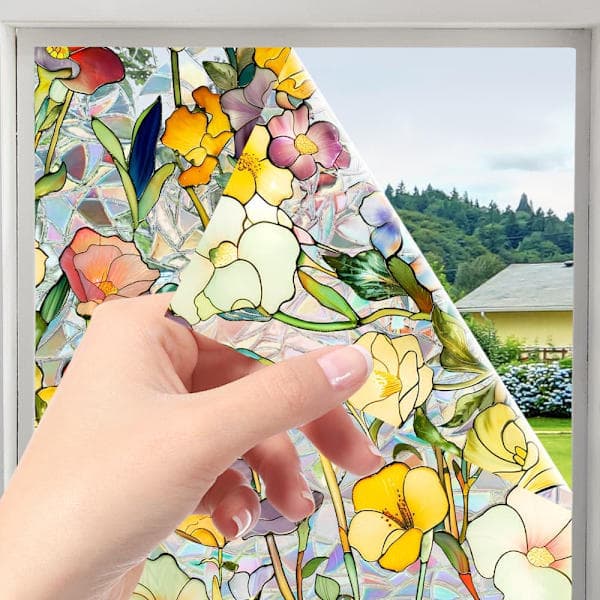 Retro Blomster Vindusdekor 43x100cm UV-beskyttet[YJD] 43x100cm-XCBL036