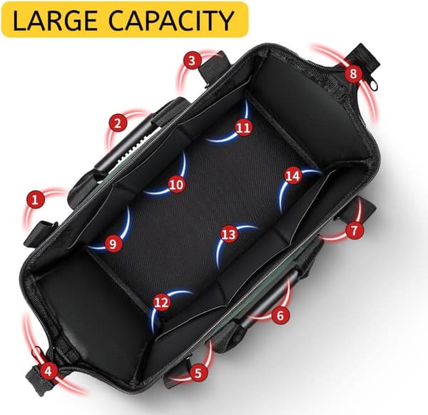 13-inch Tool Bag, Robust Tool Bag, Wide Opening Tool Storage Bag, Small Multifunction Bag, Electrician's Shopping Bag