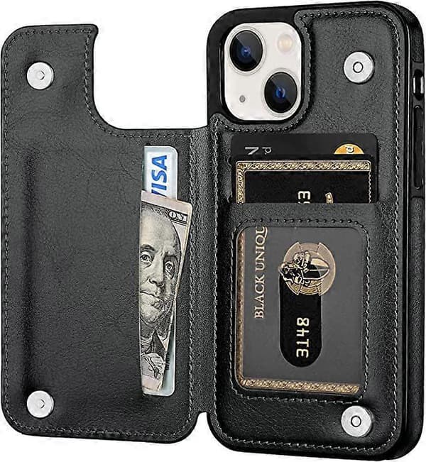 Designed for iPhone 13 Wallet Case, Soft PU Leather Card Holder with Stand Slim Flip Case for iPhone 13 6.1 Inch (Black)