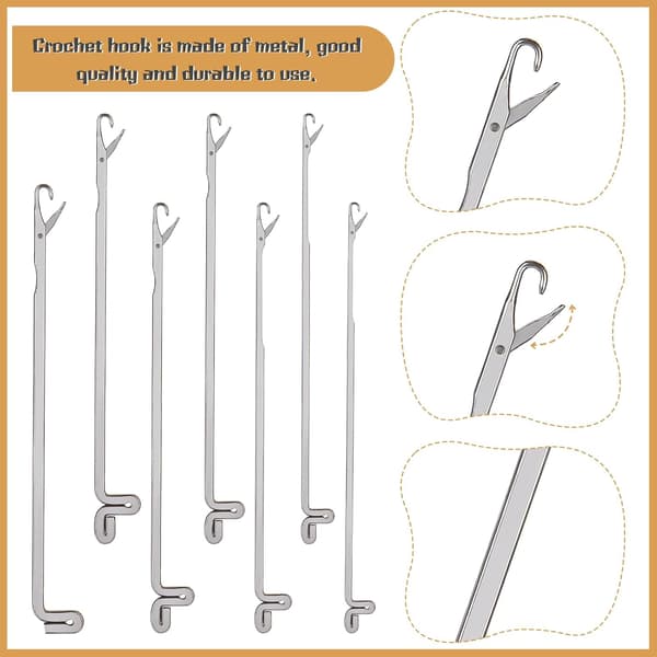 7 Pcs Latch Crochet Hooks Sewing Needles DIY Weaving Knitting Tools for Renewing Sweaters or Socks