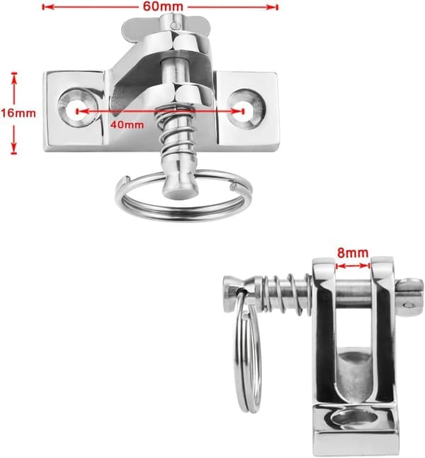 Bimini Top Hardware, Quick Release Deck Hinge, Eye End Cap, 316 Stainless Steel (2 Pairs) [Ho]