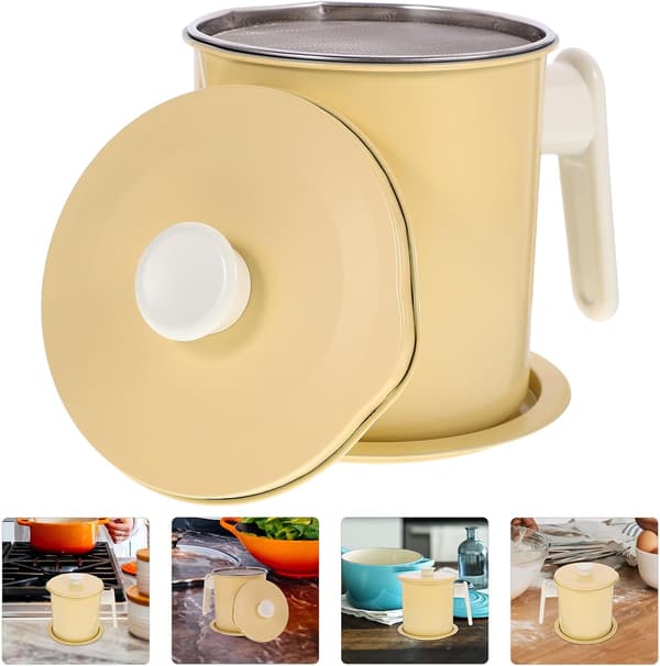Oil Strainer Storage Jar and Meat Fat Separation 1.4L Large Capacity