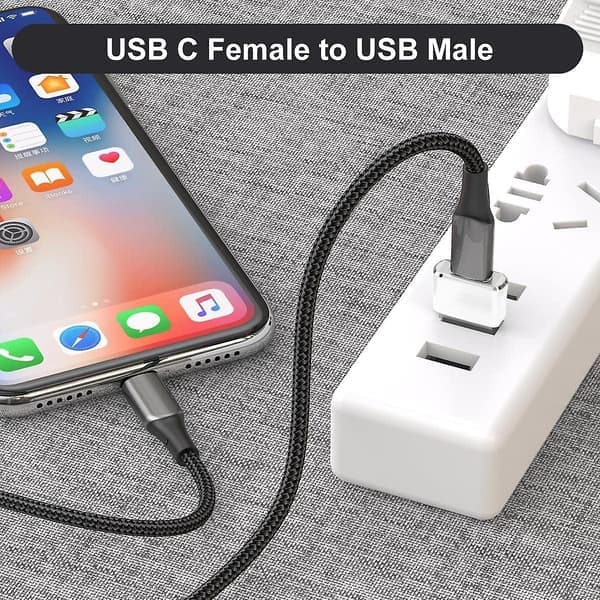 USB til USB C-adapter 2-pak, Type C hun USB A han-konverteroplader til Apple Watch Series 7 8, iPhone 11 12 13 14 15 Pro Max