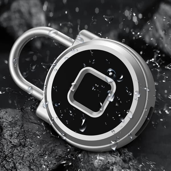 Fingerprint Lock, Combination Lock, Padlock, Lock, Padlock and Phone App, IP65 Waterproof, Smart Lock, Suitcases (Silver, P5)